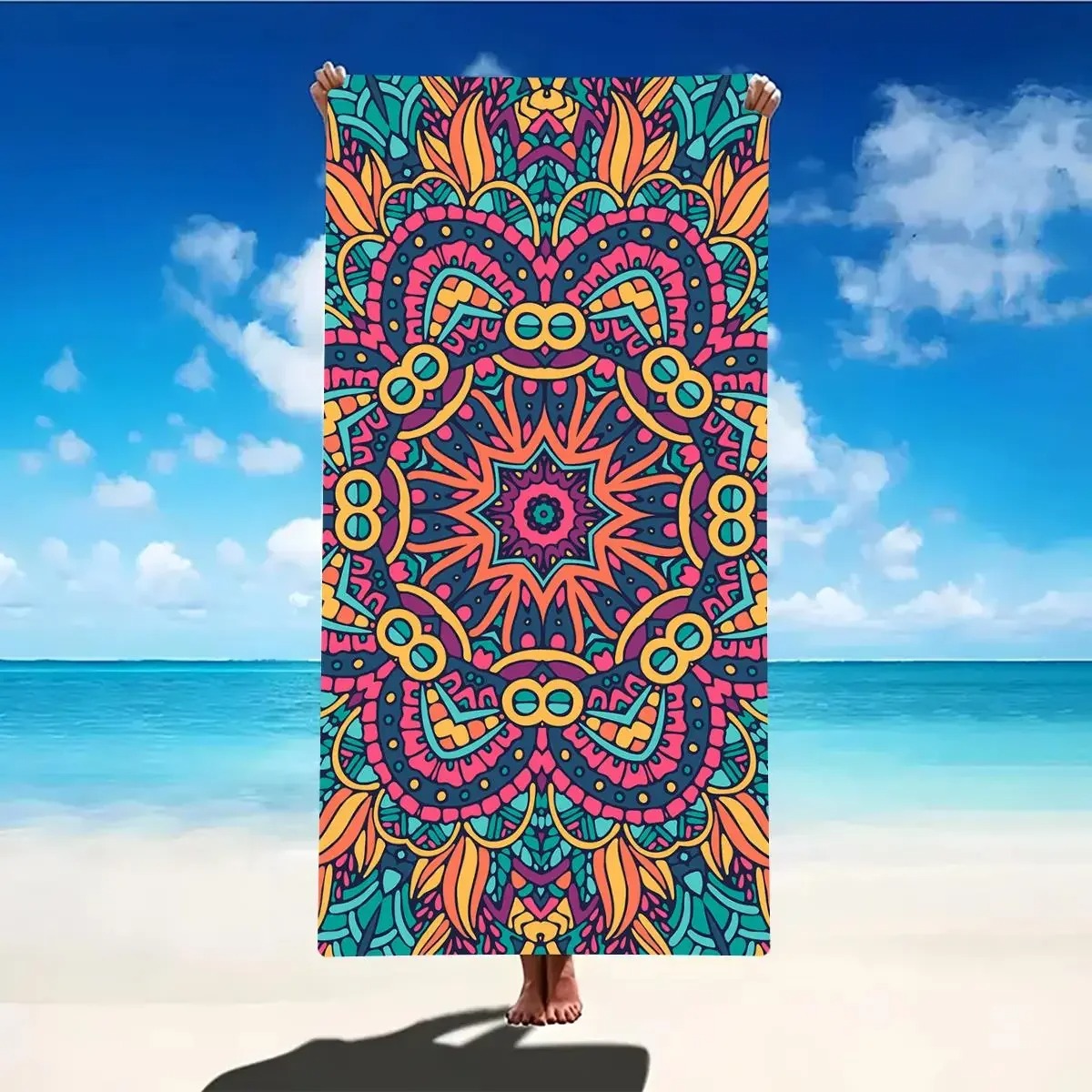 Outdoor Sports Center - Orange Purple Geometric Center Pattern Mandala