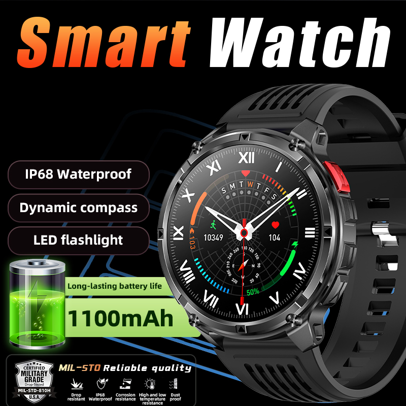 Outdoor Sport Day - 1100mAh Battery Smart Watch Compass IP68