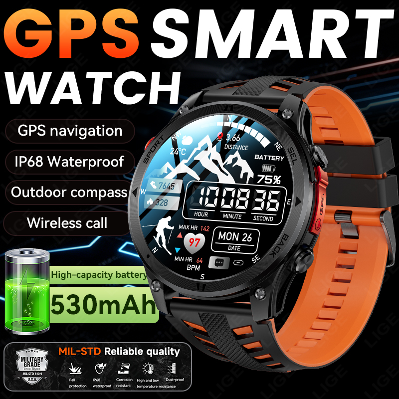 Outdoor Sport Day - LIGE Military GPS Smartwatch Built-in GPS